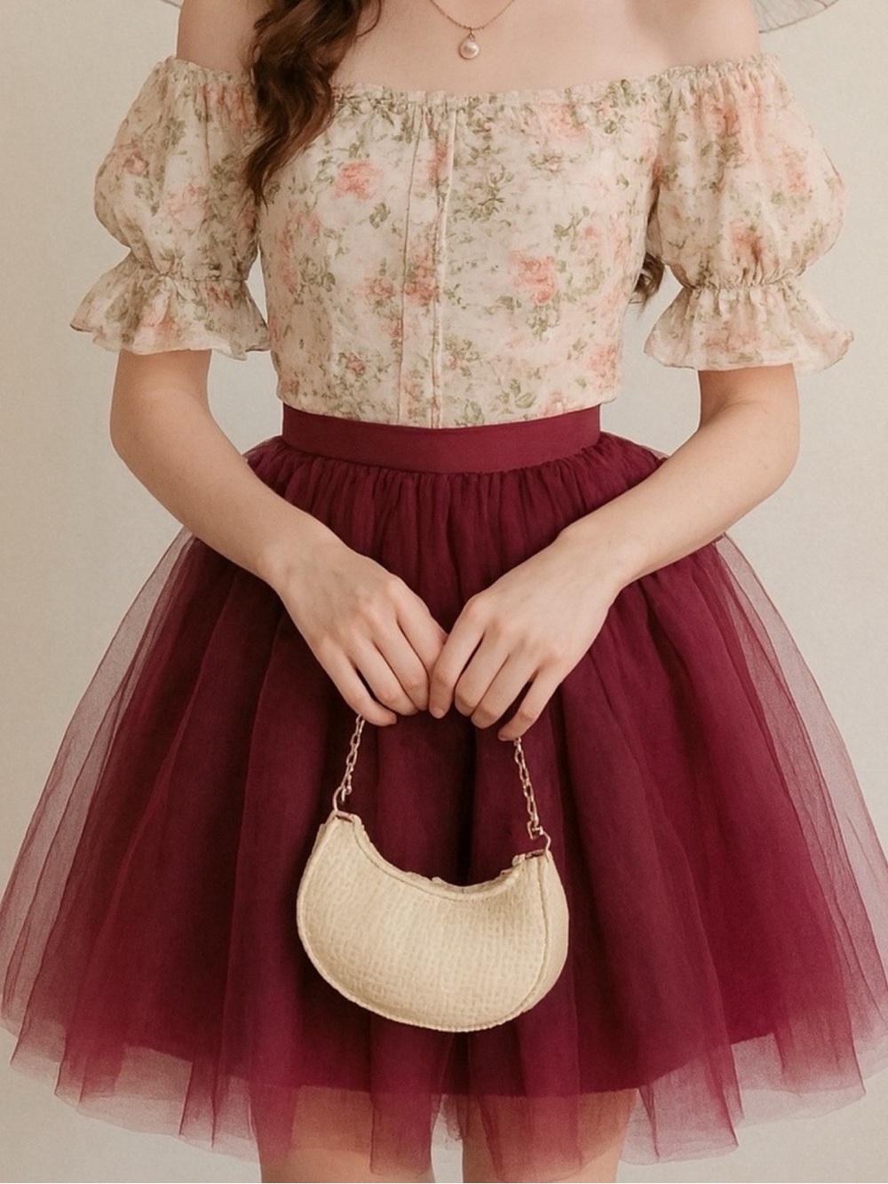 NWT Alyce Paris Burgundy Triple Tulle Mini Skirt Size Small Dark Romantic Goth